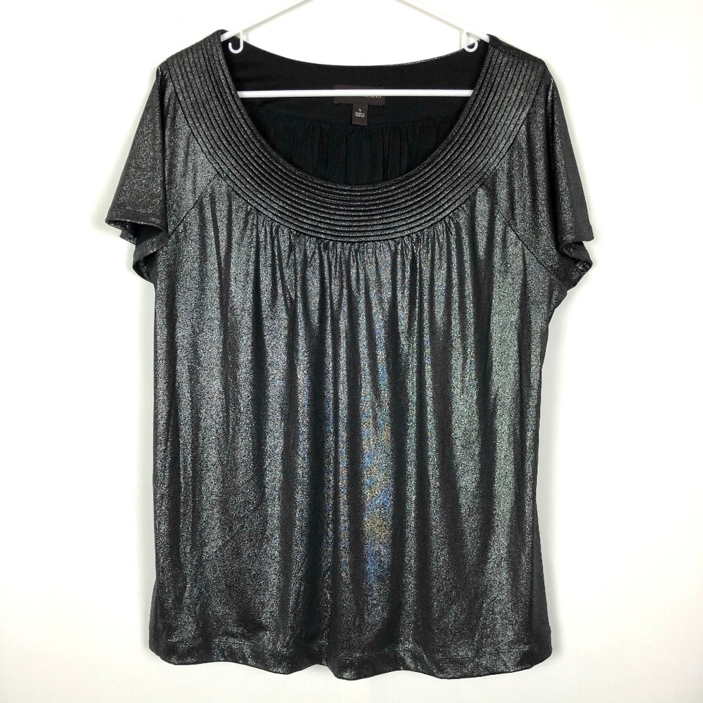 Dana Buchman Shirt Platinum Short Sleeve Metallic